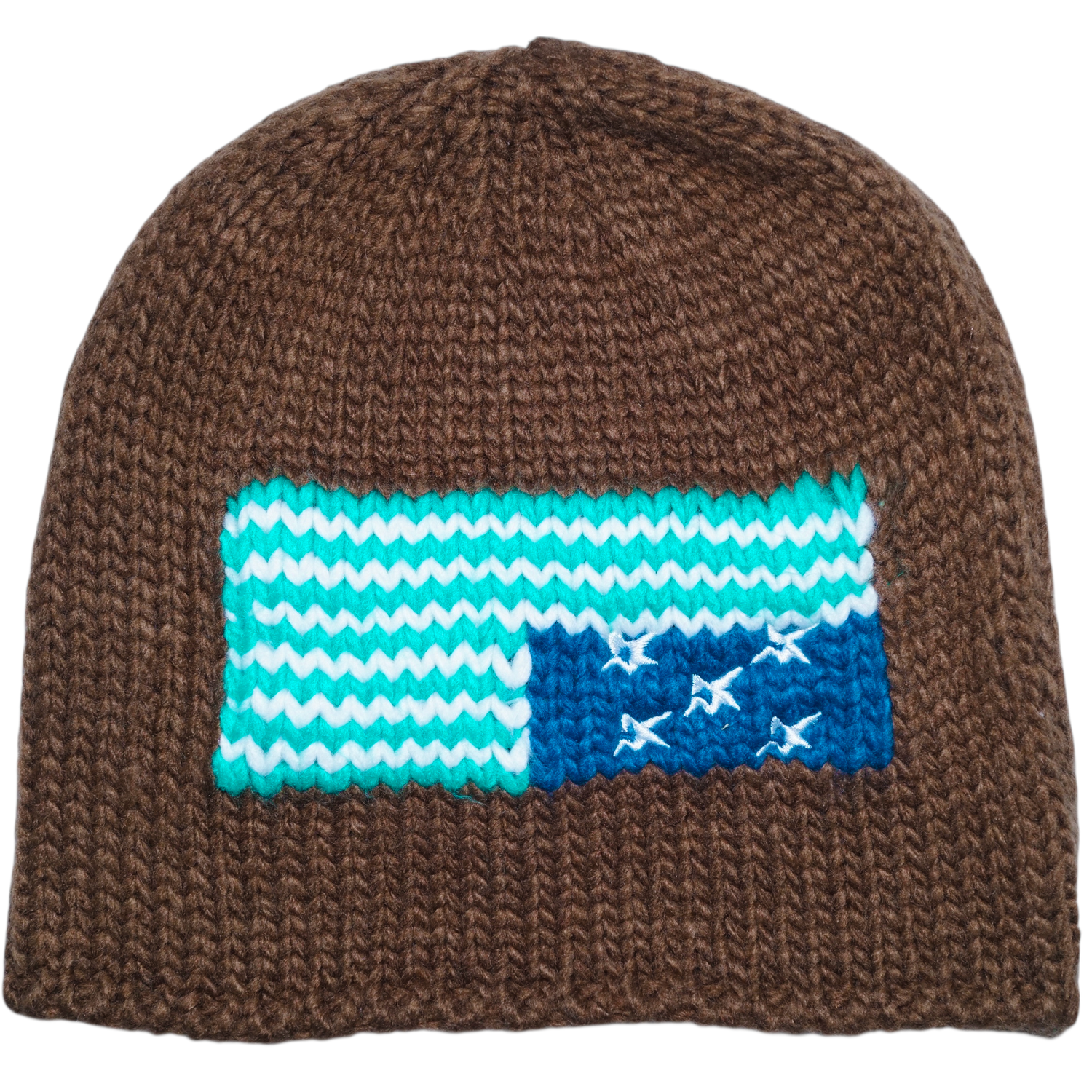 Knit Flag Beanie - Brown — Carpet Company